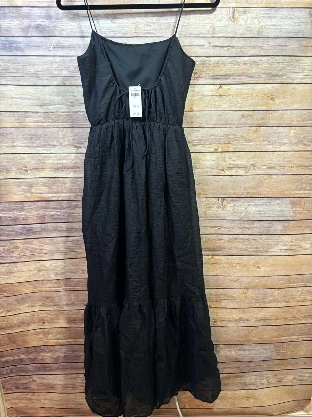 NWT Abercrombie & Fitch Low Back Tiered Maxi Black Cotton Sundress Small Tall